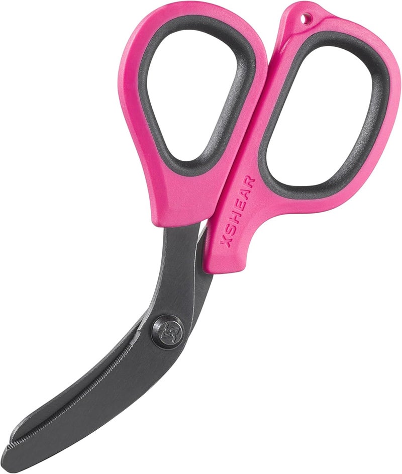 Xshear Mini 6" Trauma and Nurse's Shear. Razor sharp and compact scissors, perfect for EMTs, doctors, ICU, wound care and bandages (Pink) - Image 1